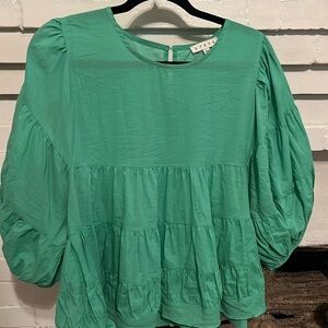 Green Puff Sleeve Top